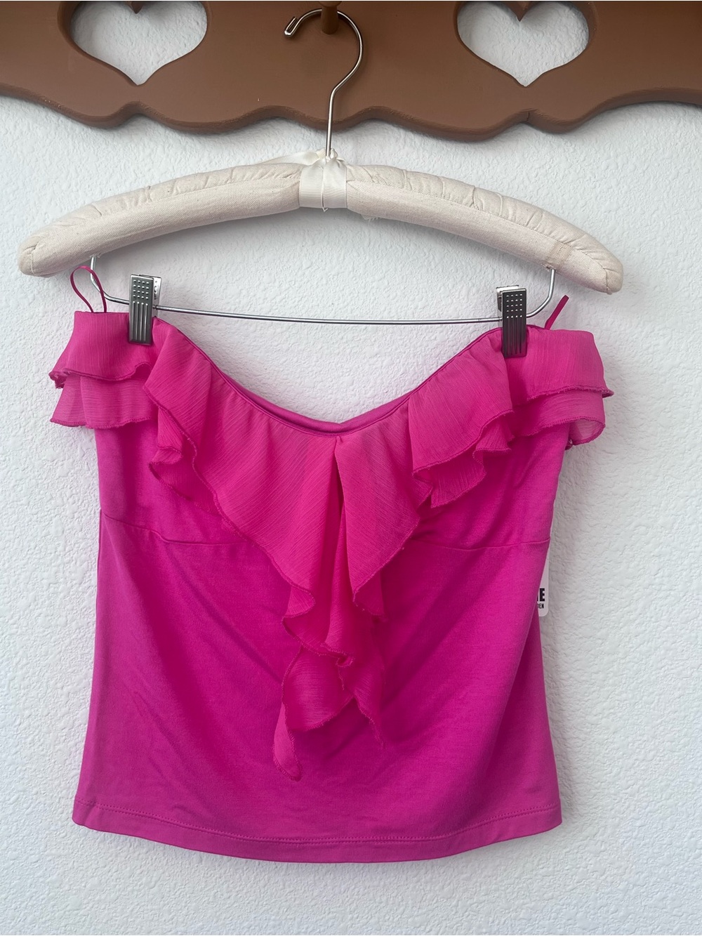 Steve Madden Bright Pink Ruffle Off-Shoulder Camisole